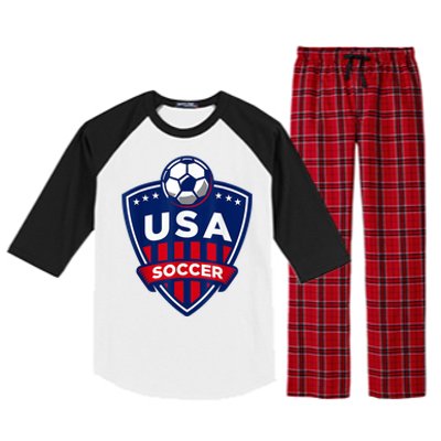 Vintage USA Soccer American Flag Football Jersey Raglan Sleeve Pajama Set