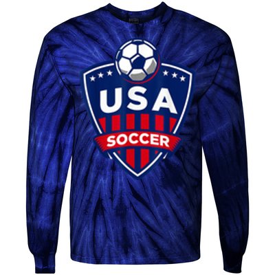 Vintage USA Soccer American Flag Football Jersey Tie-Dye Long Sleeve Shirt