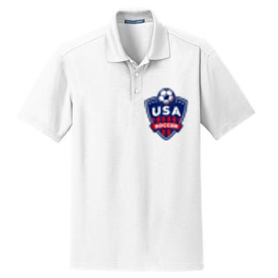 Vintage USA Soccer American Flag Football Jersey Dry Zone Grid Polo