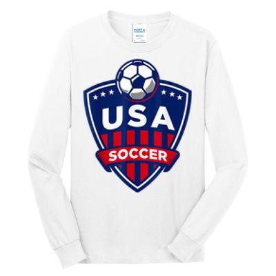 Vintage USA Soccer American Flag Football Jersey Tall Long Sleeve T-Shirt