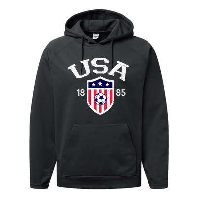 Vintage USA Soccer Performance Fleece Hoodie