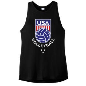 Volleyball USA Support The TeamUSA Flag Beach Ladies PosiCharge Tri-Blend Wicking Tank