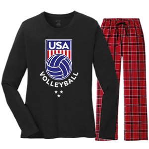 Volleyball USA Support The TeamUSA Flag Beach Women's Long Sleeve Flannel Pajama Set 