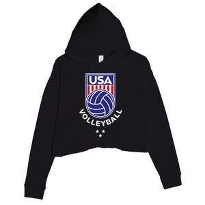 Volleyball USA Support The TeamUSA Flag Beach Crop Fleece Hoodie