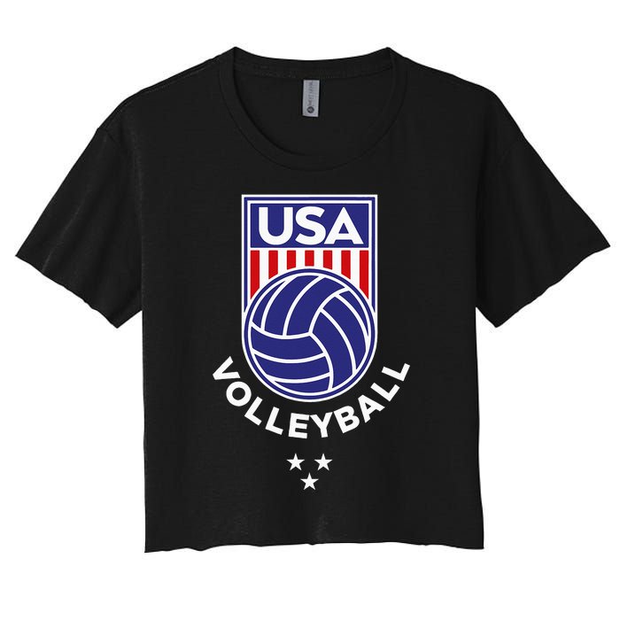 Volleyball USA Support The TeamUSA Flag Beach Women's Crop Top Tee