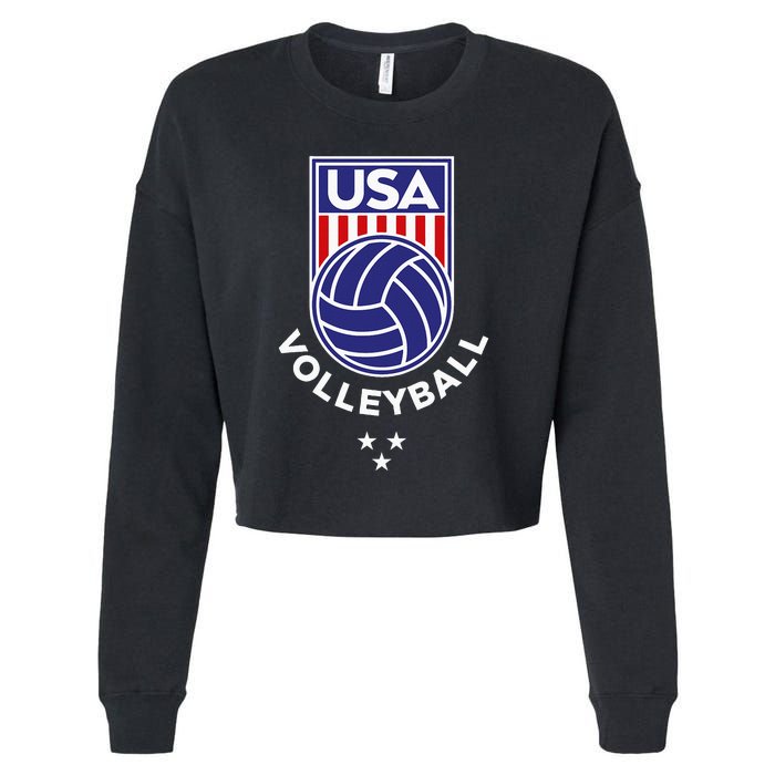 Volleyball USA Support The TeamUSA Flag Beach Cropped Pullover Crew