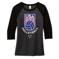 Volleyball USA Support The TeamUSA Flag Beach Women's Tri-Blend 3/4-Sleeve Raglan Shirt