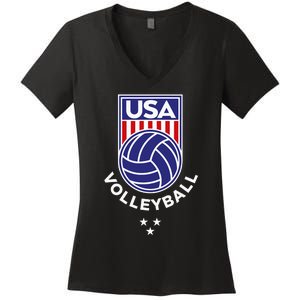 Volleyball USA Support The TeamUSA Flag Beach Women's V-Neck T-Shirt