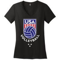 Volleyball USA Support The TeamUSA Flag Beach Women's V-Neck T-Shirt