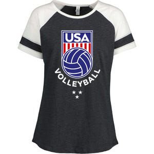 Volleyball USA Support The TeamUSA Flag Beach Enza Ladies Jersey Colorblock Tee