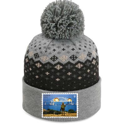 Vintage Ukraine Stamp Crimea Bridge Peninsula Ukraine The Baniff Cuffed Pom Beanie