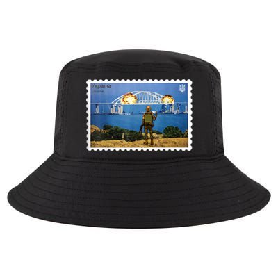 Vintage Ukraine Stamp Crimea Bridge Peninsula Ukraine Cool Comfort Performance Bucket Hat