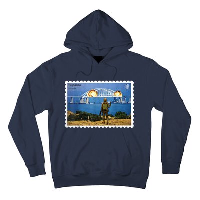 Vintage Ukraine Stamp Crimea Bridge Peninsula Ukraine Hoodie