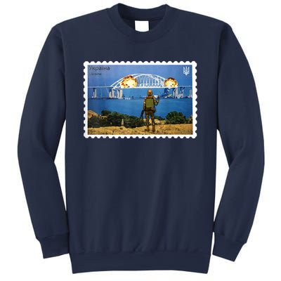 Vintage Ukraine Stamp Crimea Bridge Peninsula Ukraine Sweatshirt