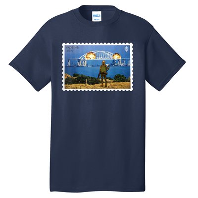 Vintage Ukraine Stamp Crimea Bridge Peninsula Ukraine Tall T-Shirt