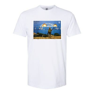 Vintage Ukraine Stamp Crimea Bridge Peninsula Ukraine Softstyle CVC T-Shirt