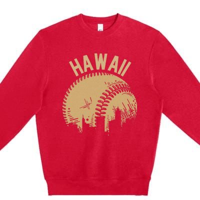 Vintage USA State Fan Player Coach Hawaii Baseball Premium Crewneck Sweatshirt