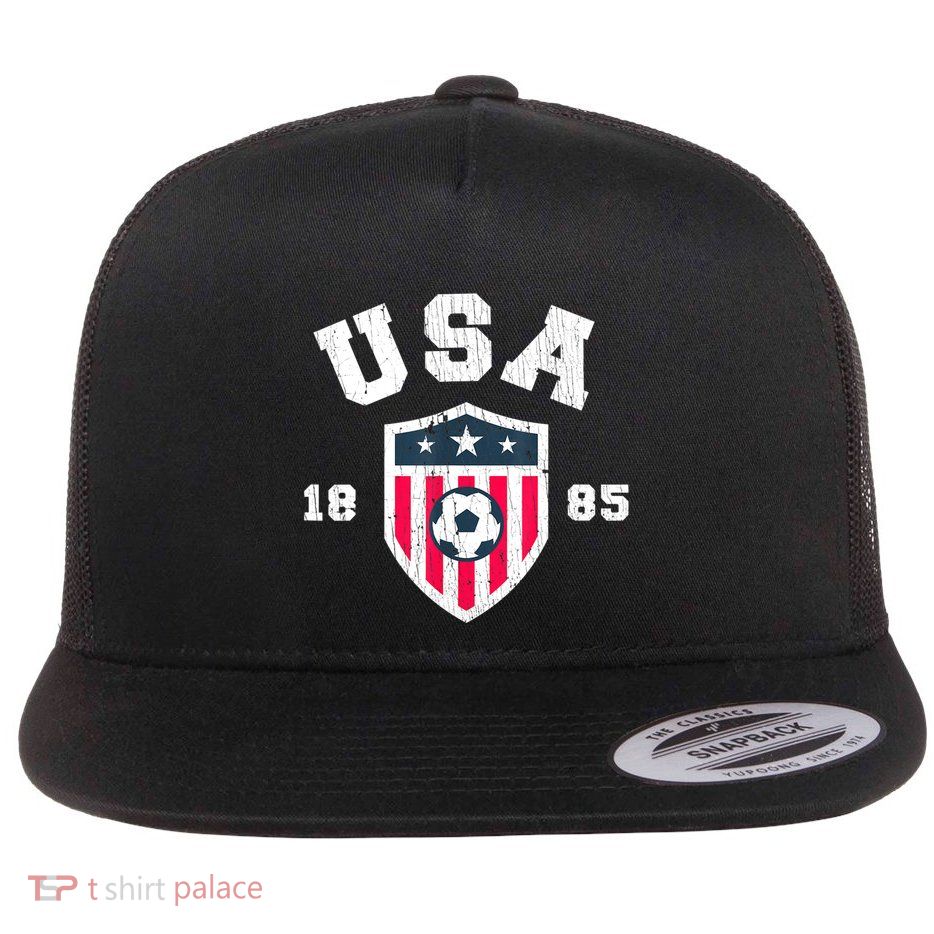 Vintage USA Soccer 1885 American Flag Football Flatbill Hat
