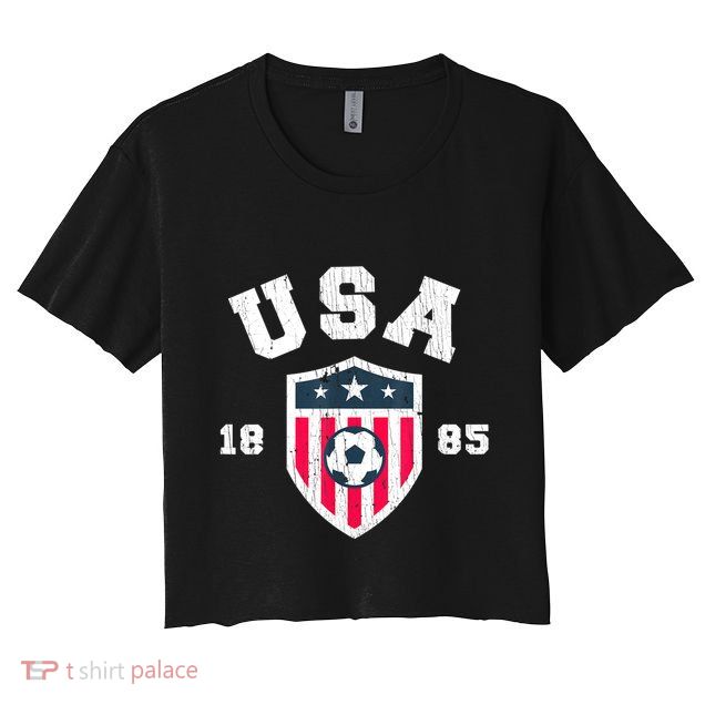 Vintage USA Soccer 1885 American Flag Football Crop Top