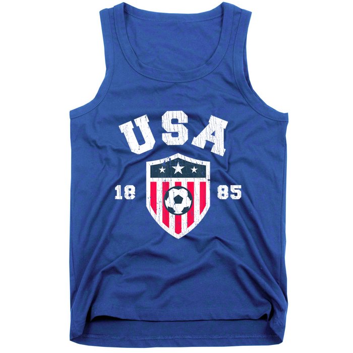 Vintage USA Soccer 1885 American Flag Football Tank Top