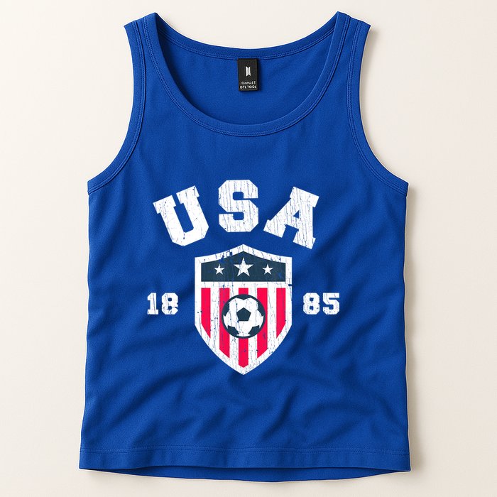 Vintage USA Soccer 1885 American Flag Football Tank Top