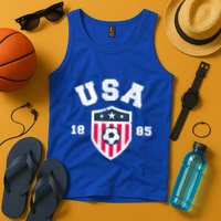 Vintage USA Soccer 1885 American Flag Football Tank Top