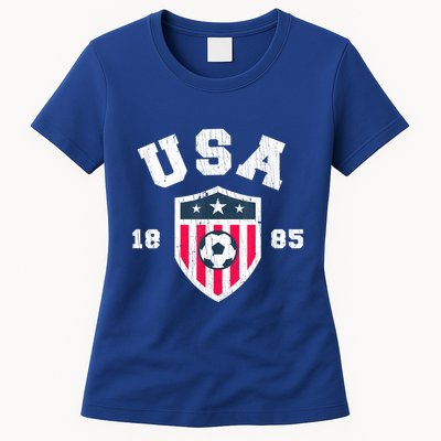 Vintage USA Soccer 1885 American Flag Football Womens T-Shirt