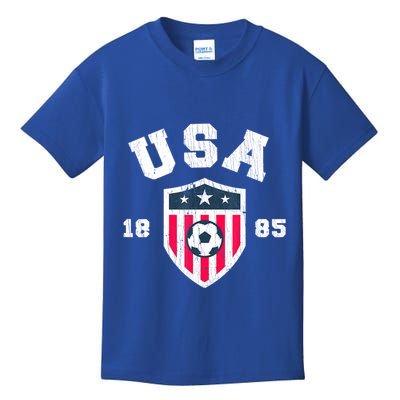 Vintage USA Soccer 1885 American Flag Football Kids T-Shirt