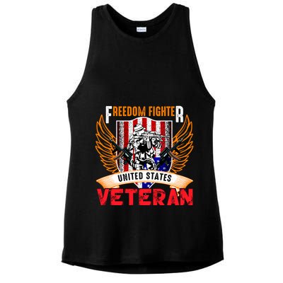 Veteran United States Freedom Fighter Ladies PosiCharge Tri-Blend Wicking Tank