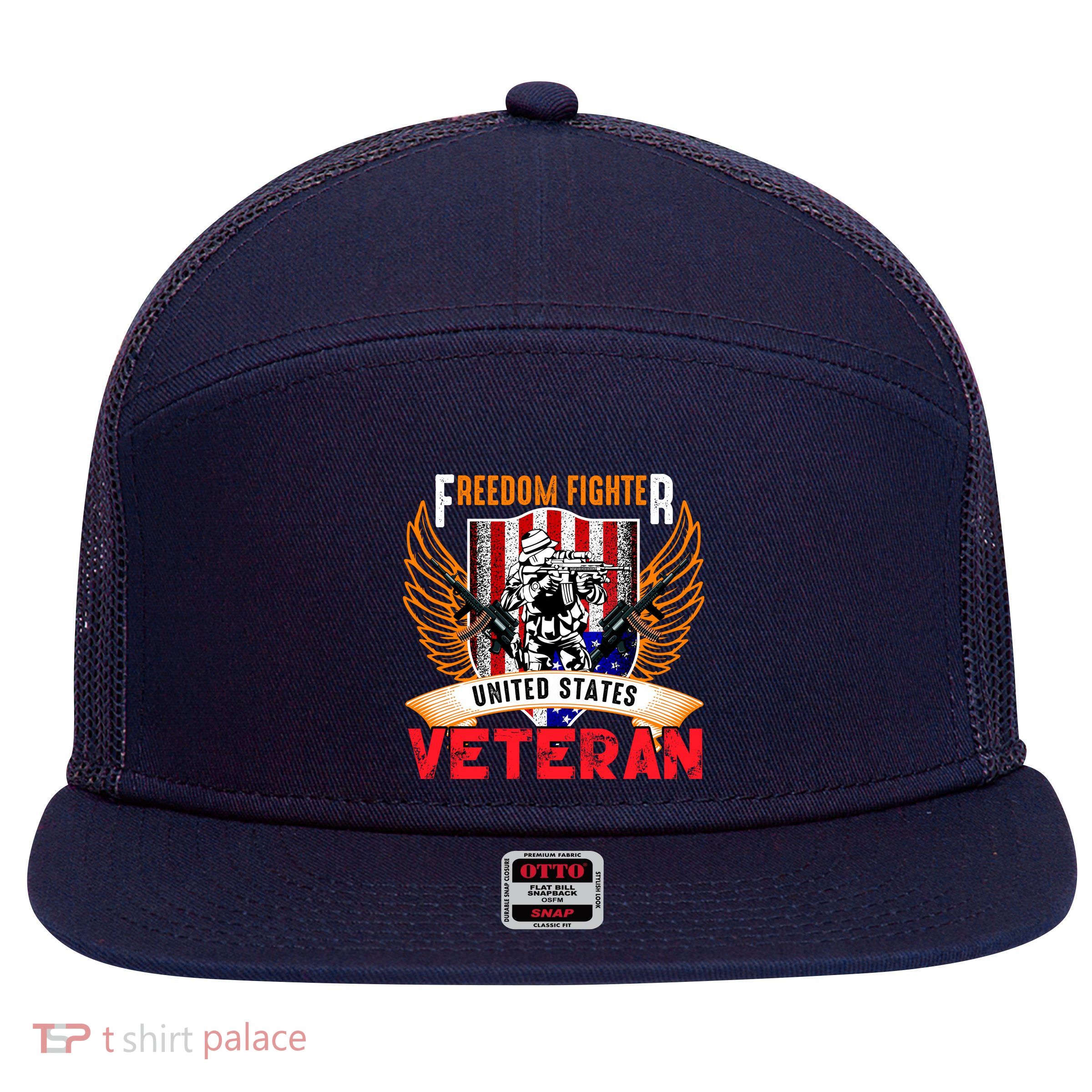 Veteran United States Freedom Fighter 7 Panel Mesh Trucker Snapback Hat