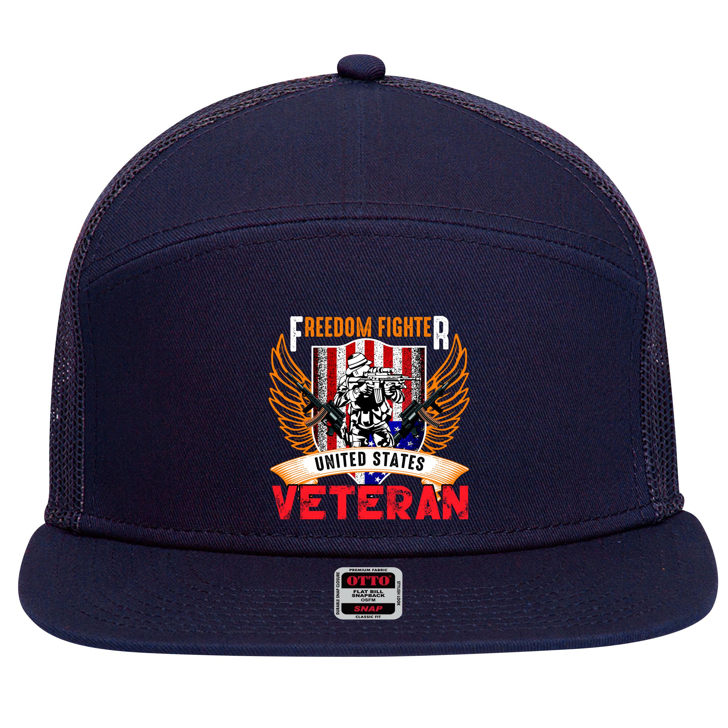 Veteran United States Freedom Fighter 7 Panel Mesh Trucker Snapback Hat