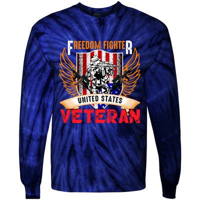 Veteran United States Freedom Fighter Tie-Dye Long Sleeve Shirt