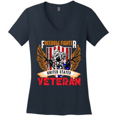 Veteran United States Freedom Fighter Women's V-Neck T-Shirt