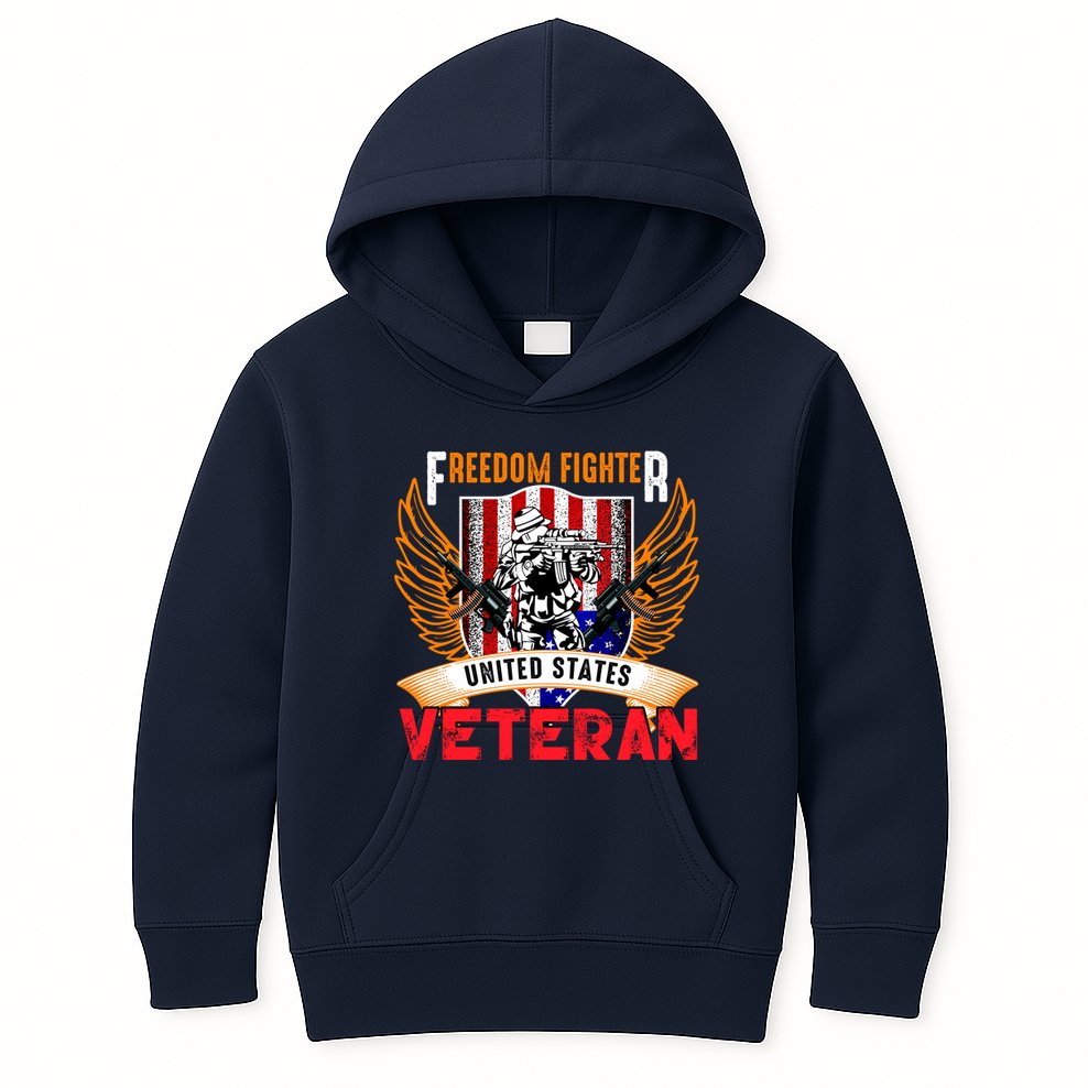 Veteran United States Freedom Fighter Kids Hoodie