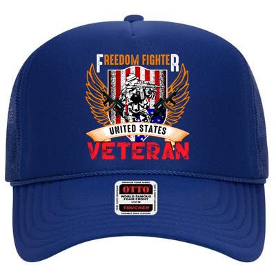 Veteran United States Freedom Fighter High Crown Mesh Back Trucker Hat