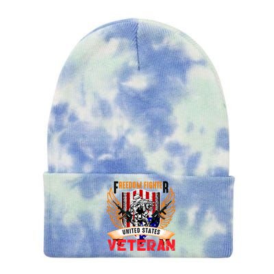 Veteran United States Freedom Fighter Tie Dye 12in Knit Beanie