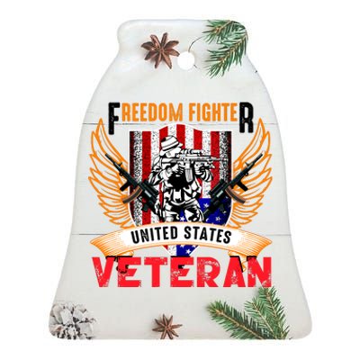 Veteran United States Freedom Fighter Ceramic Bell Ornament