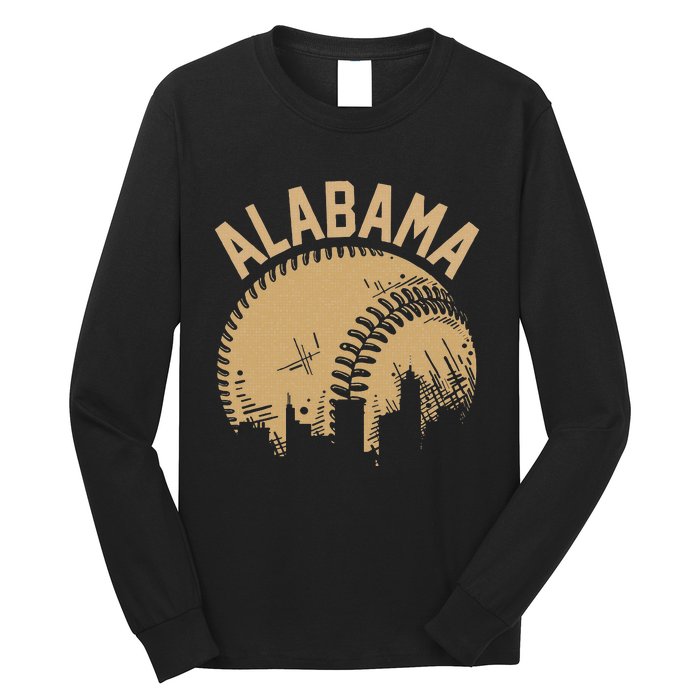 Vintage Usa State Fan Player Coach Alabama Baseball Long Sleeve Shirt