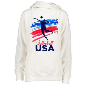 Volleyball Usa Support The Team U.S.A Flag Womens Funnel Neck Pullover Hood