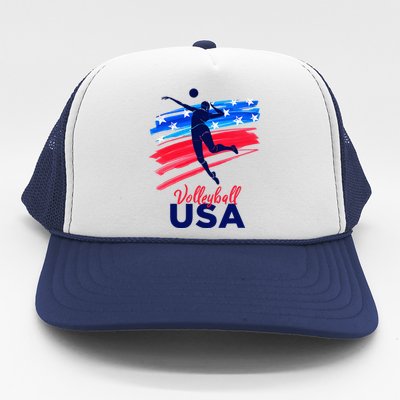 Volleyball Usa Support The Team U.S.A Flag Trucker Hat