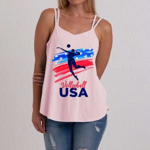 Volleyball Usa Support The Team U.S.A Flag Women's Strappy Tank