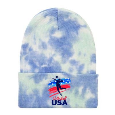 Volleyball Usa Support The Team U.S.A Flag Tie Dye 12in Knit Beanie