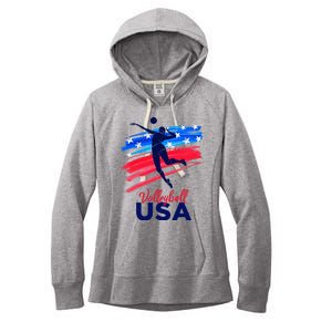 Volleyball Usa Support The Team U.S.A Flag Women's Fleece Hoodie