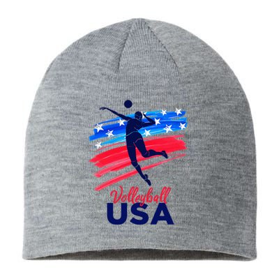 Volleyball Usa Support The Team U.S.A Flag Sustainable Beanie