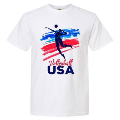 Volleyball Usa Support The Team U.S.A Flag Garment-Dyed Heavyweight T-Shirt