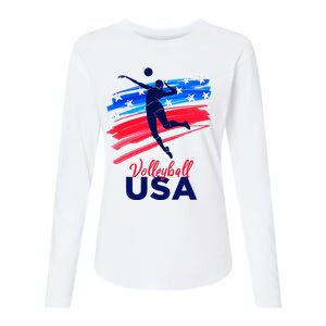 Volleyball Usa Support The Team U.S.A Flag Womens Cotton Relaxed Long Sleeve T-Shirt