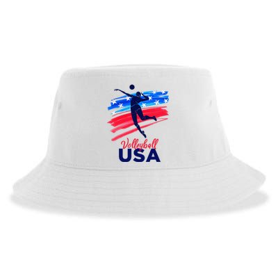 Volleyball Usa Support The Team U.S.A Flag Sustainable Bucket Hat