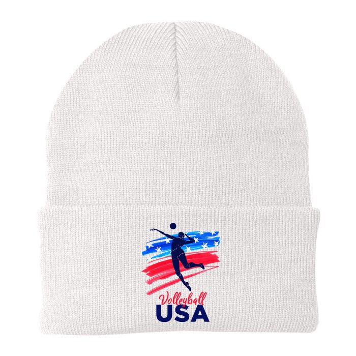 Volleyball Usa Support The Team U.S.A Flag Knit Cap Winter Beanie