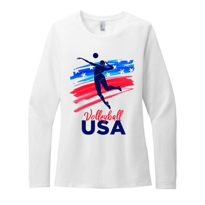 Volleyball Usa Support The Team U.S.A Flag Womens CVC Long Sleeve Shirt