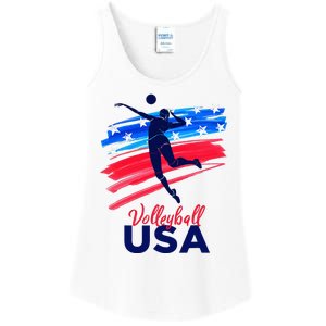 Volleyball Usa Support The Team U.S.A Flag Ladies Essential Tank